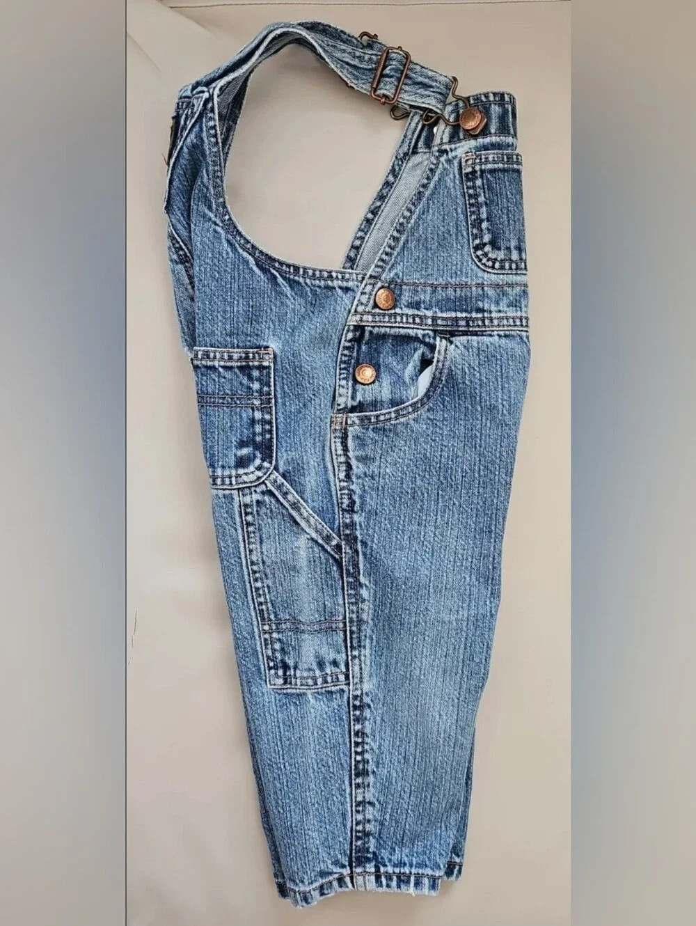Vintage Classic Baby Gap Blue Denim Overalls Snap Crotch Large 12-18 Months